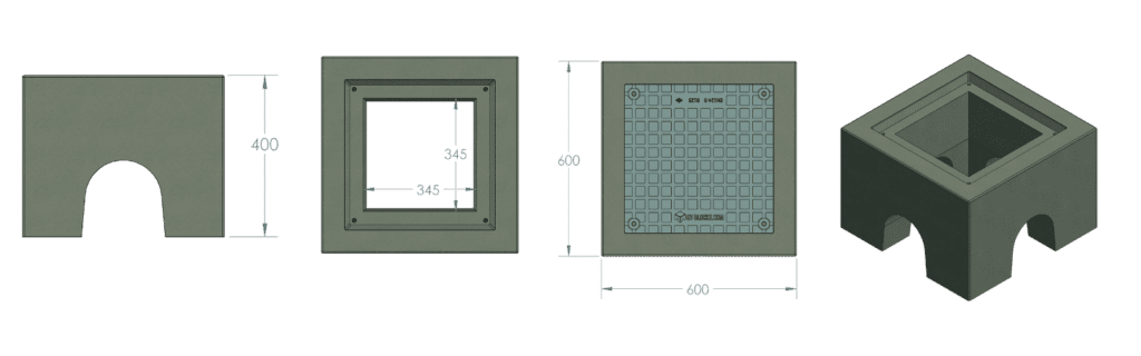 B600 Dimensions - EV Blocks - EV Charge Point Installation Base