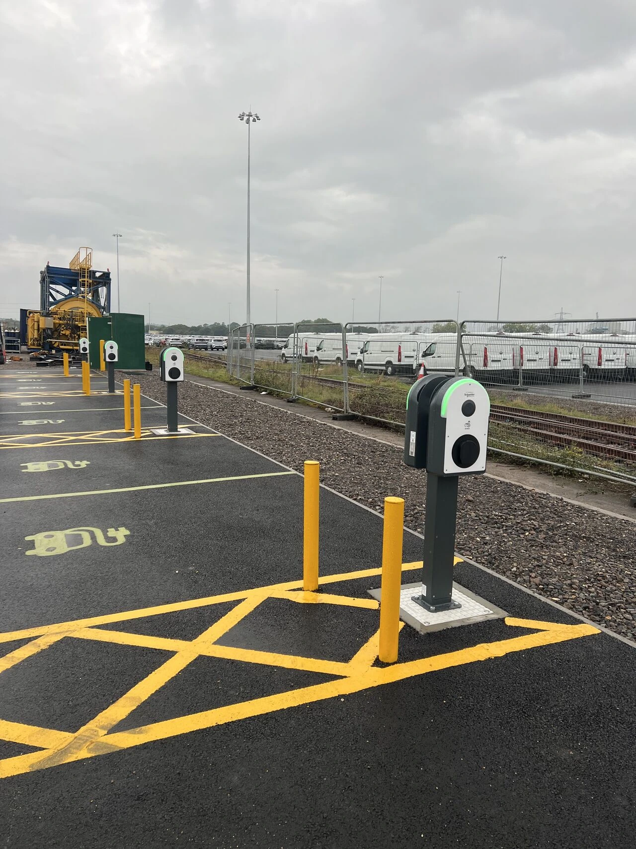 Schneider Electric EV chargers installed on the B600 EV Block by Southern Voltage Supplies