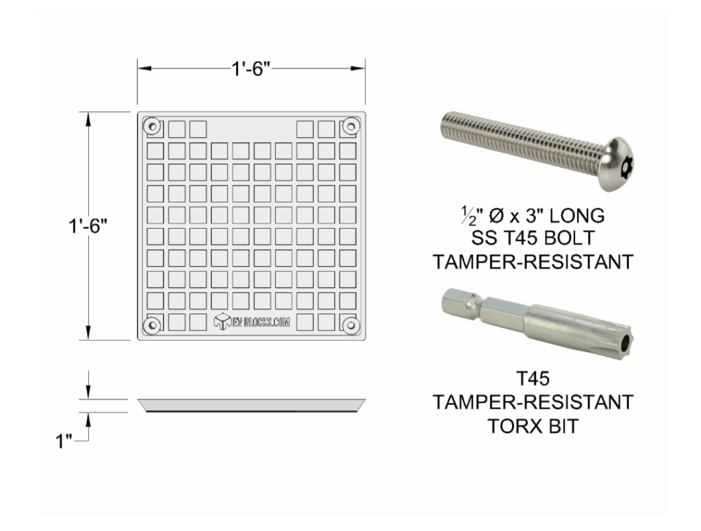 EV Block Adaptor with Tamper-Resistant Screws