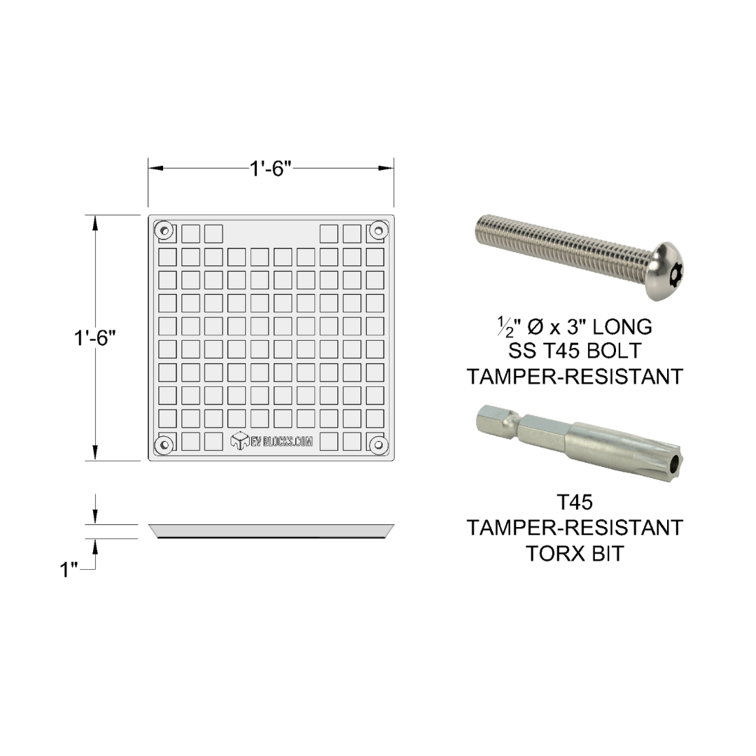 EV Block Adaptor with Tamper-Resistant Screws