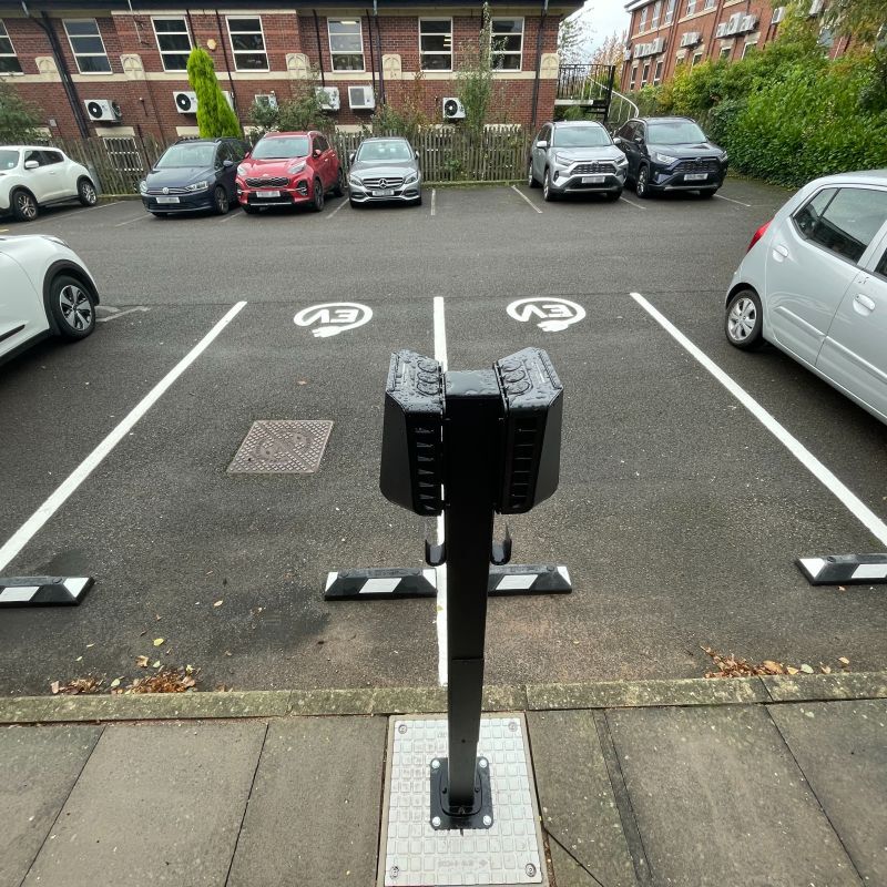 EV Blocks with charge point mounted on top - Foundations - Gallery