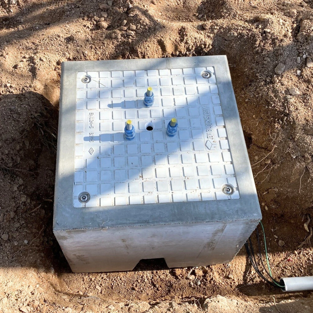 The Standard EV Block in the ground getting ready for full EV Charger installation